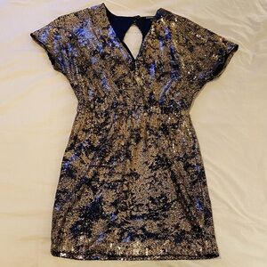 Gianni Bini Kendall Sequin Dress in Navy & Copper, size M